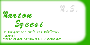 marton szecsi business card